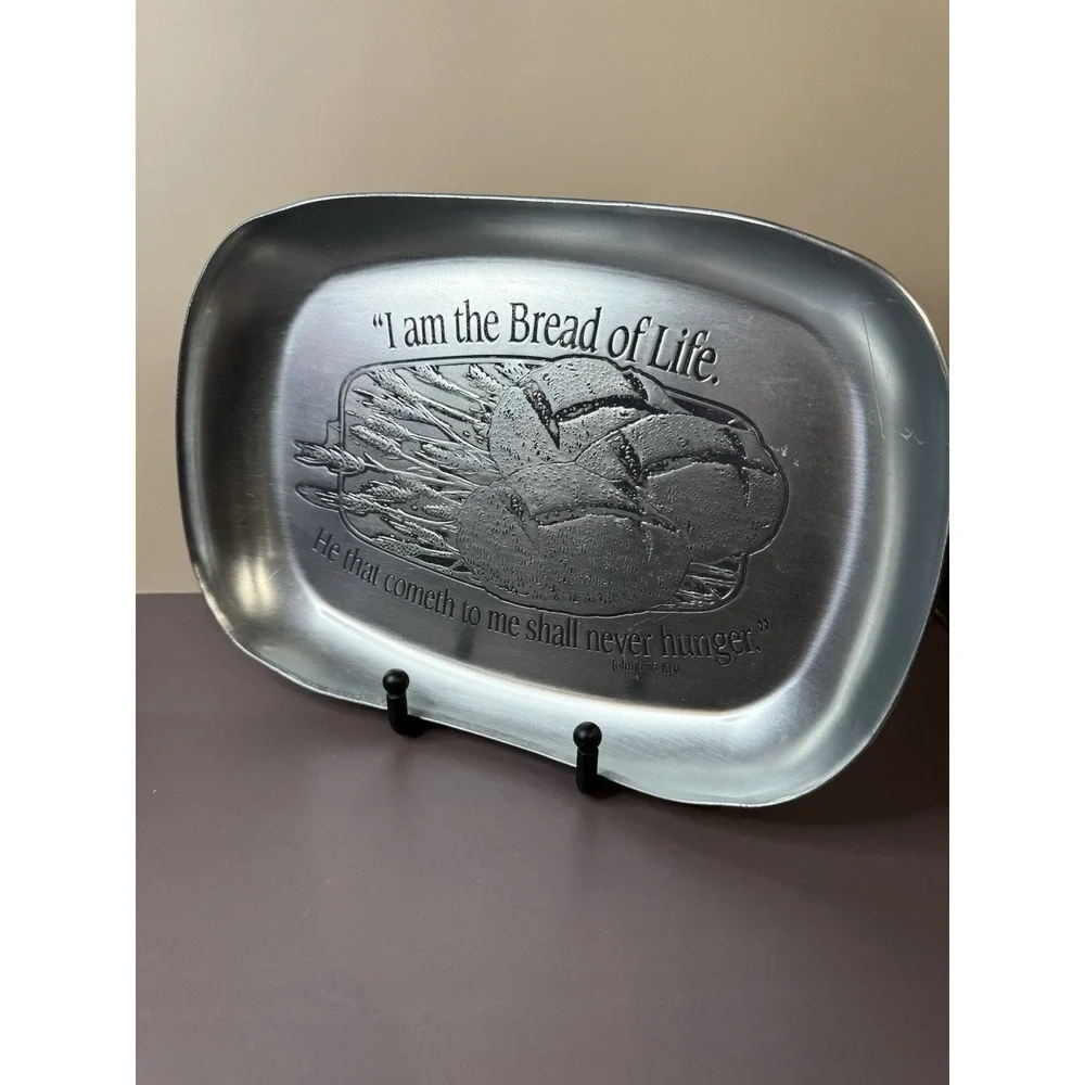 2003 Son Corp I Am The Bread Of Life John 6:35 Aluminum Metal Bread Tray Platter